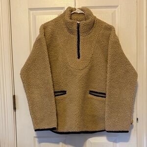 Cozy Tan Teddy Sherpa Quarter Zip Pullover